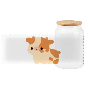 Ayrshire Cow - Panoramic Cookie Jar with Wooden Lid - white - Front