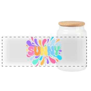 Sunny PopArt Multicolor - Panoramic Cookie Jar with Wooden Lid - white - Front