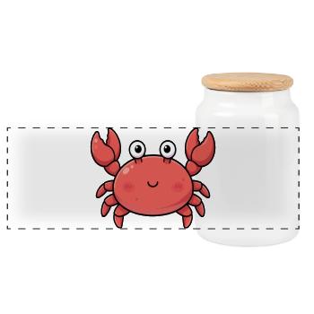 Krabbe Krebs Kawaii Geschenk Urlaub Strand  - Panorama Keksdose mit Holzdeckel - Weiß - Vorne