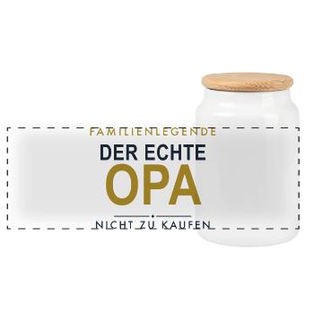Der echte Opa Familienlegende - Panorama Keksdose mit Holzdeckel - Weiß - Vorne