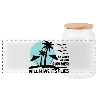 Summer Will Have Its Flies Strand Design - Panoramic Cookie Jar with Wooden Lid - white - Front
