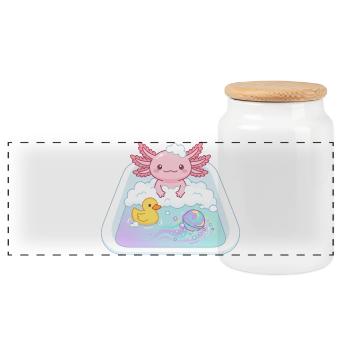 Bathtubs Axolotl - Panoramic Cookie Jar with Wooden Lid - white - Front