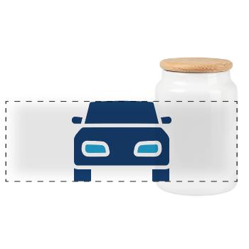 Voiture avant Icône solide Transport automobile - Boîte à biscuits avec couvercle en bois - blanc - Devant