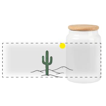Cactus du désert au soleil - Boîte à biscuits avec couvercle en bois - blanc - Devant