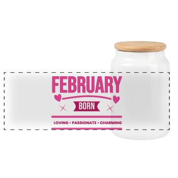 February Born Hearts - Panoramic Cookie Jar with Wooden Lid - white - Front