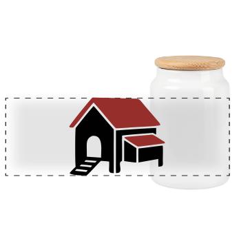 Chicken coop farm icon - Panoramic Cookie Jar with Wooden Lid - white - Front