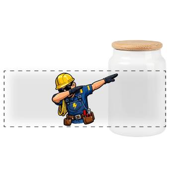 Électricien en tamponnage - Boîte à biscuits avec couvercle en bois - blanc - Devant