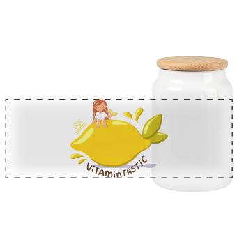 Vitamintastic Lemon Girl - Panoramic Cookie Jar with Wooden Lid - white - Front