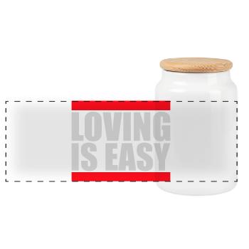 Loving Is Easy Inspirierend Romantisch Spruch Logo - Panorama Keksdose mit Holzdeckel - Weiß - Vorne