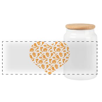 Halloween Heart with Halloween Party - Panoramic Cookie Jar with Wooden Lid - white - Front