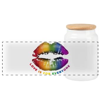 Lippe Kussmund L’amour est pour tous LGBTQ Regenbog - Boîte à biscuits avec couvercle en bois - blanc - Devant