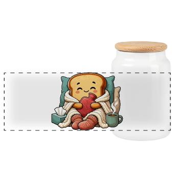 Cuddly Bread Heart Warmth - Panoramic Cookie Jar with Wooden Lid - white - Front