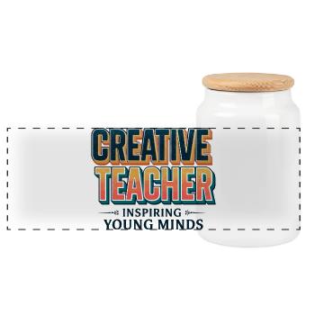 Creative Teacher Retro Vintage Spruch - Panorama Keksdose mit Holzdeckel - Weiß - Vorne