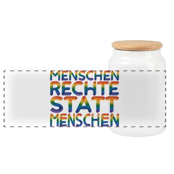 Menschenrechte Statement für Demokratie Fans - Panorama Keksdose mit Holzdeckel - Weiß - Vorne