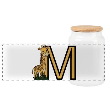 Giraffen M Initialen Design - Panorama Keksdose mit Holzdeckel - Weiß - Vorne