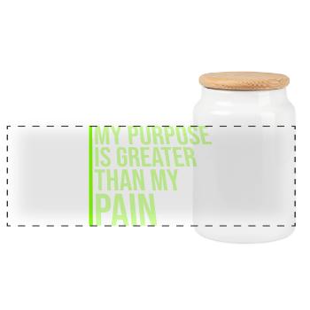 My Purpose Is Greater Than My Pain Meaning Quote Logo - Panoramic Cookie Jar with Wooden Lid - white - Front