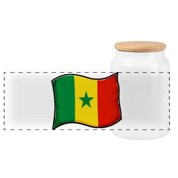 Illustration du drapeau du Sénégal - Boîte à biscuits avec couvercle en bois - blanc - Devant