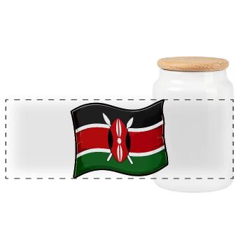Kenia Flagge Maasai Schild Design - Panorama Keksdose mit Holzdeckel - Weiß - Vorne