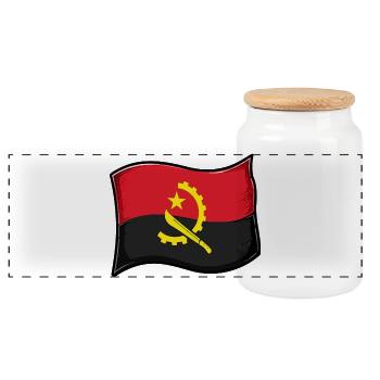Drapeau angolais - Boîte à biscuits avec couvercle en bois - blanc - Devant