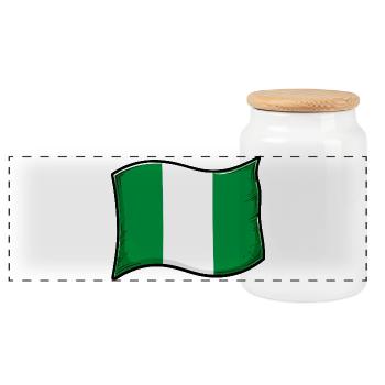 Nigeria Flag Graphic Druck - Panorama Keksdose mit Holzdeckel - Weiß - Vorne