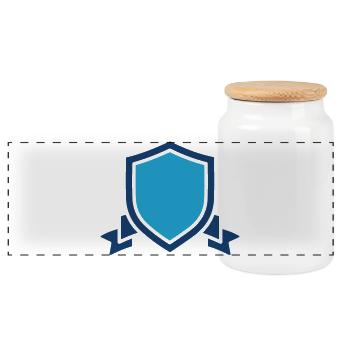 Blason bleu, blason, emblème vierge, insigne héraldique - Boîte à biscuits avec couvercle en bois - blanc - Devant
