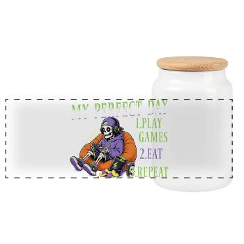 Jeu de Skeleton Gaming Halloween - Boîte à biscuits avec couvercle en bois - blanc - Devant