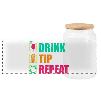 waiter bartender bartender bartender barchef - Panoramic Cookie Jar with Wooden Lid - white - Front