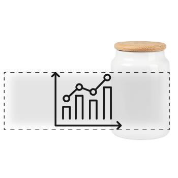 Zeilen-Symbol für Unternehmenswachstumsanalyse - Panorama Keksdose mit Holzdeckel - Weiß - Vorne