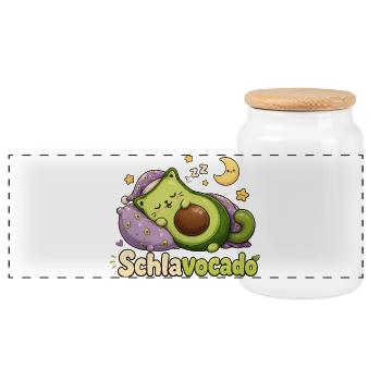 Schlavocado Schlaf-Träumerei - Panorama Keksdose mit Holzdeckel - Weiß - Vorne