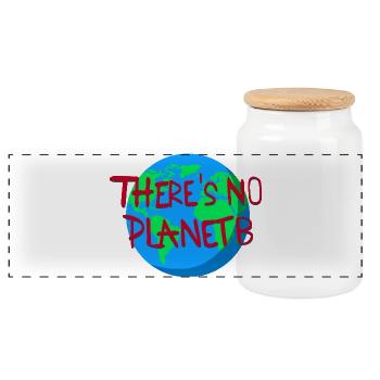 Es gibt kein Planet B - Panorama Keksdose mit Holzdeckel - Weiß - Vorne