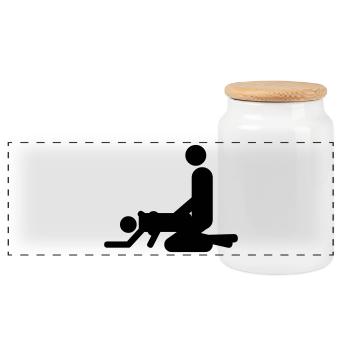 von hinten - Panoramic Cookie Jar with Wooden Lid - white - Front