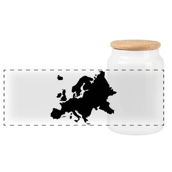 Europe - Panoramic Cookie Jar with Wooden Lid - white - Front