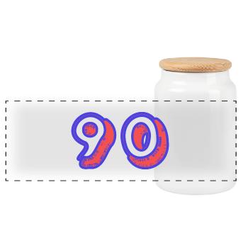 90. 90 YEARS. 90TH ANNIVERSARY. 90TH ANNIVERSARY. - Panoramic Cookie Jar with Wooden Lid - white - Front