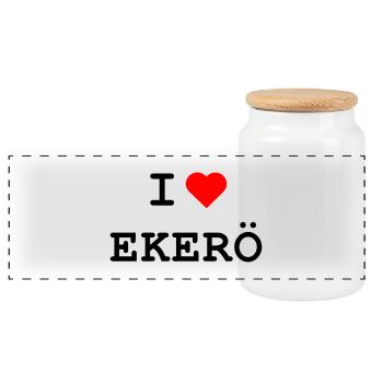 I love Ekerö - Ich liebe Ekerö - Panorama Keksdose mit Holzdeckel - Weiß - Vorne