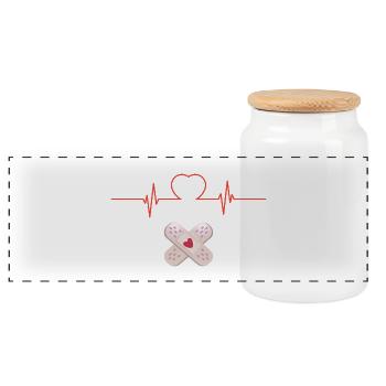 Heart and Cross Dressings - Panoramic Cookie Jar with Wooden Lid - white - Front