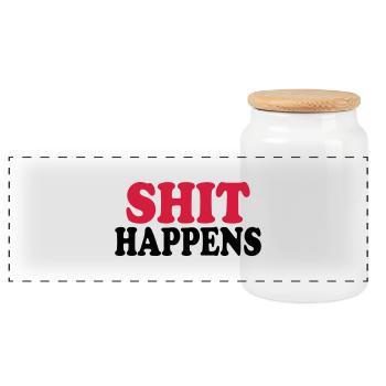 Shit happens - Panorama Keksdose mit Holzdeckel - Weiß - Vorne