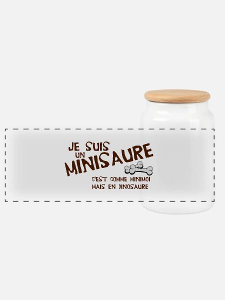 Je suis un minisaure - Panorama Keksdose mit Holzdeckel - Weiß