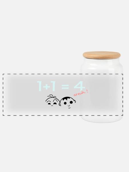 1 + 1 = 4 - Panorama Keksdose mit Holzdeckel - Weiß