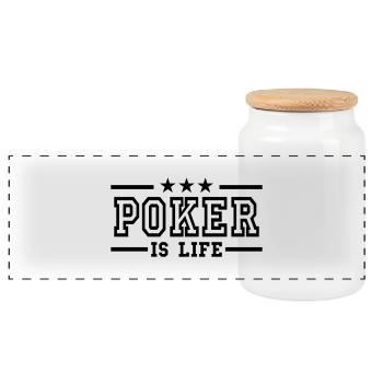 poker is life deluxe - Panoramic Cookie Jar with Wooden Lid - white - Front
