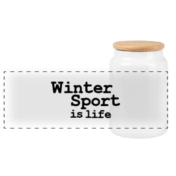 winter sport is life - Panorama Keksdose mit Holzdeckel - Weiß - Vorne