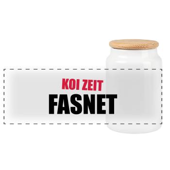 Koi Zeit Fasnet - Panorama Keksdose mit Holzdeckel - Weiß - Vorne