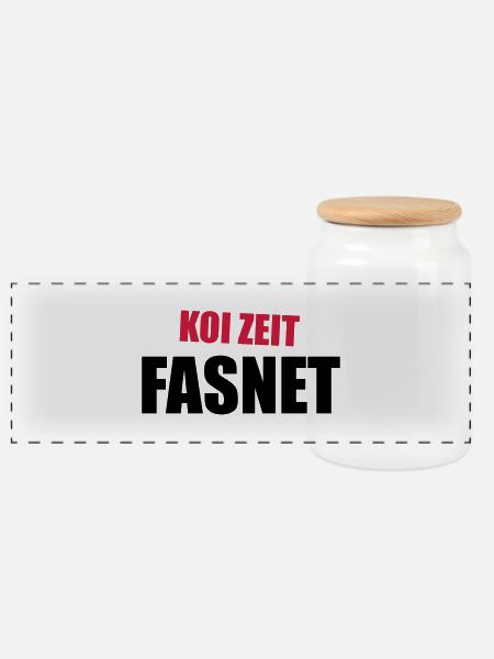Koi Zeit Fasnet - Panorama Keksdose mit Holzdeckel - Weiß