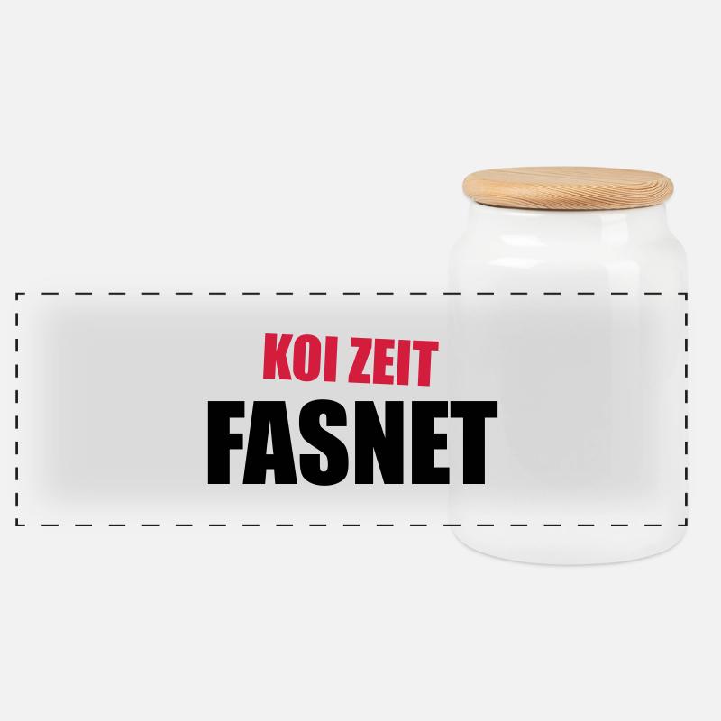 Koi Zeit Fasnet - Panorama Keksdose mit Holzdeckel - Weiß