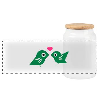 Perruches - Boîte à biscuits avec couvercle en bois - blanc - Devant