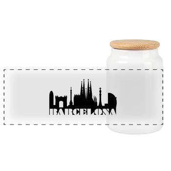 Skyline Barcelona Espagne - Boîte à biscuits avec couvercle en bois - blanc - Devant