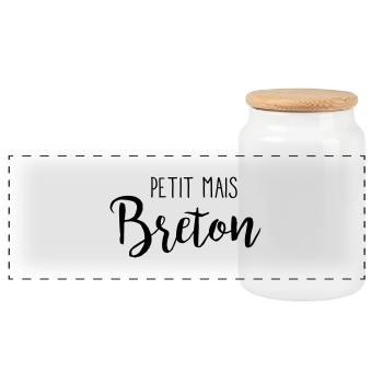 Petit breton - Boîte à biscuits avec couvercle en bois - blanc - Devant