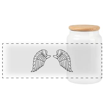 Wings - Panoramic Cookie Jar with Wooden Lid - white - Front