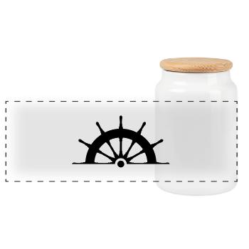 Steering wheel - Panoramic Cookie Jar with Wooden Lid - white - Front