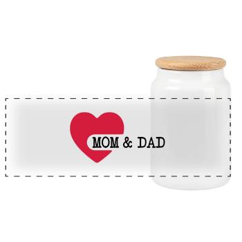 love_mom_and_dad__f2 - Panoramic Cookie Jar with Wooden Lid - white - Front