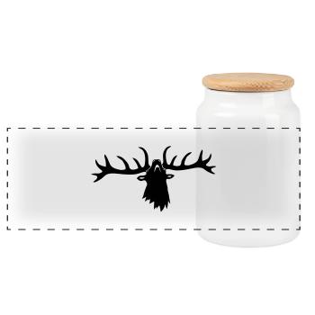 hirsch röhrender brunft geweih elch stag antler - Panorama Keksdose mit Holzdeckel - Weiß - Vorne